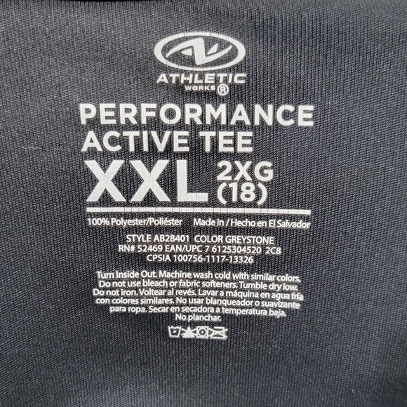 Athletic Works Performance Grey Active T-Shirt XXL (18) - Picture 4 of 4